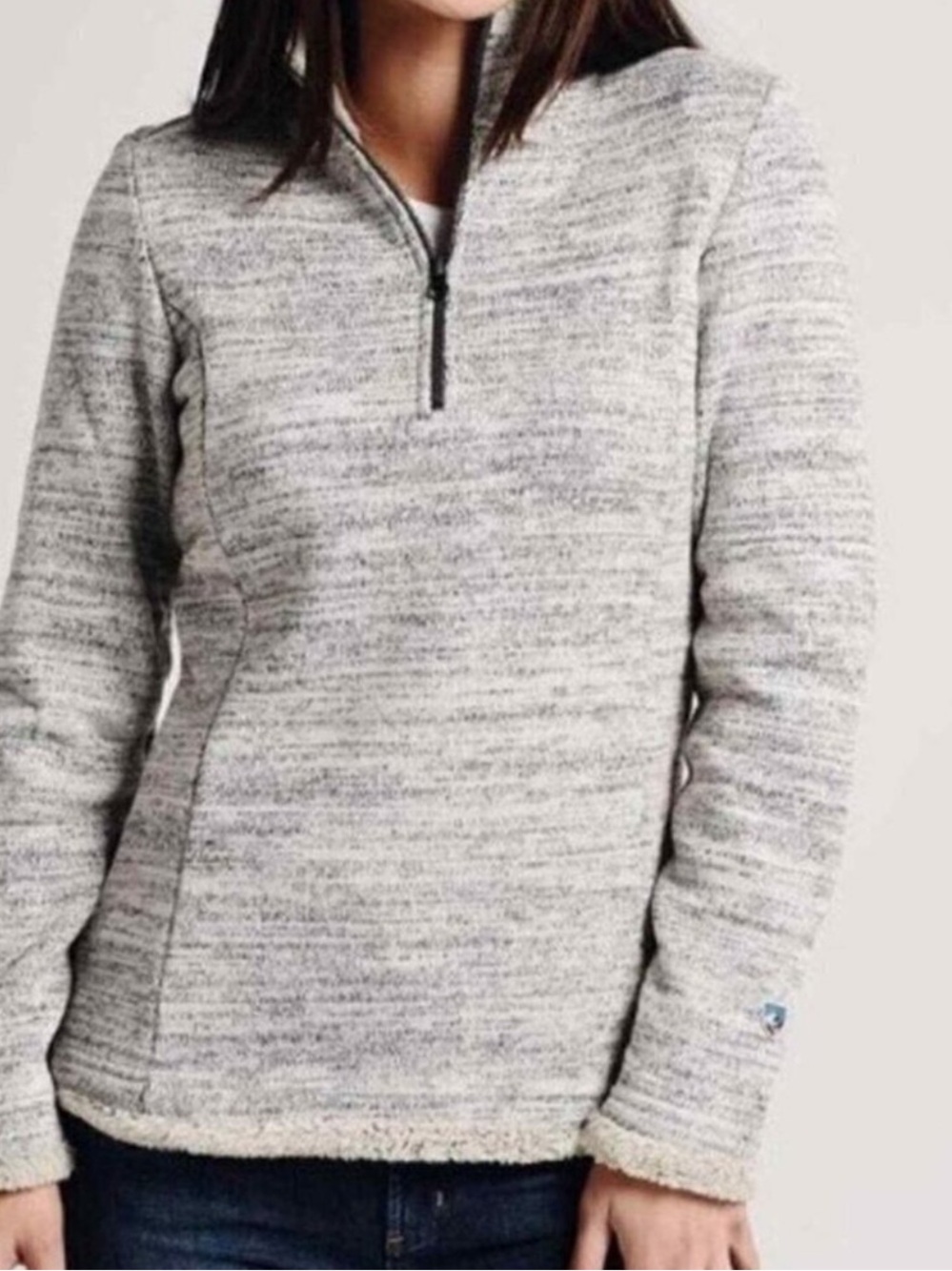Kuhl Women's Heathered Gray Fleece Pullover 1/4 Zip Pullover Alaska Shearling